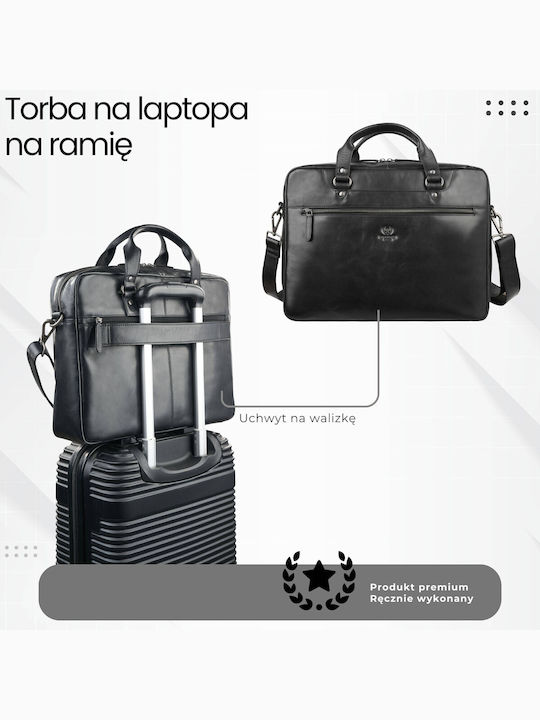 Leder Herrentasche Schulter / Crossbody Schwarz