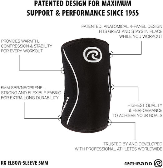 Rx Elbow Sleeve 5mm Rehband 1 Piece