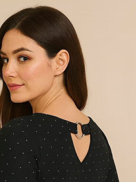 Damen Bluse Polka Dot Black