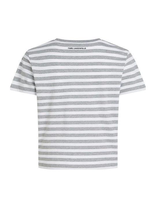 Women's Crop T-shirt Striped Gray