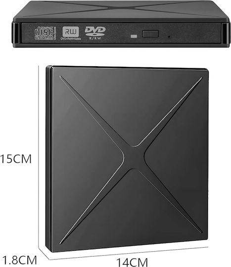 Newevo Portable External Dvd Cd Rw Drive Usb C Port Usb 3.0 Hub Sd Card Reader Disk Burner Dvd Player Reader Windows 10 Laptop Pc Black