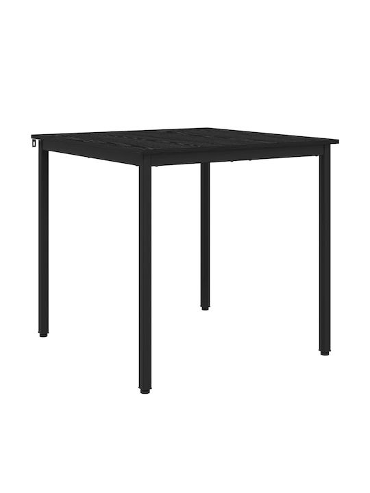 Table Dining Room Wooden with Metal Frame Black 80x80x75cm