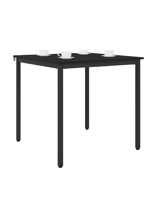 Table Dining Room Wooden with Metal Frame Black 80x80x75cm