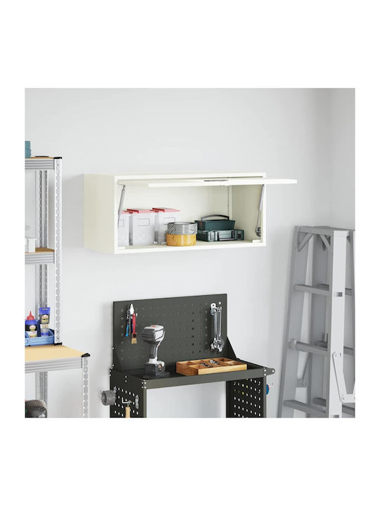Wall Mount Living Room Cabinet Made of Metal White 80x33x35cm