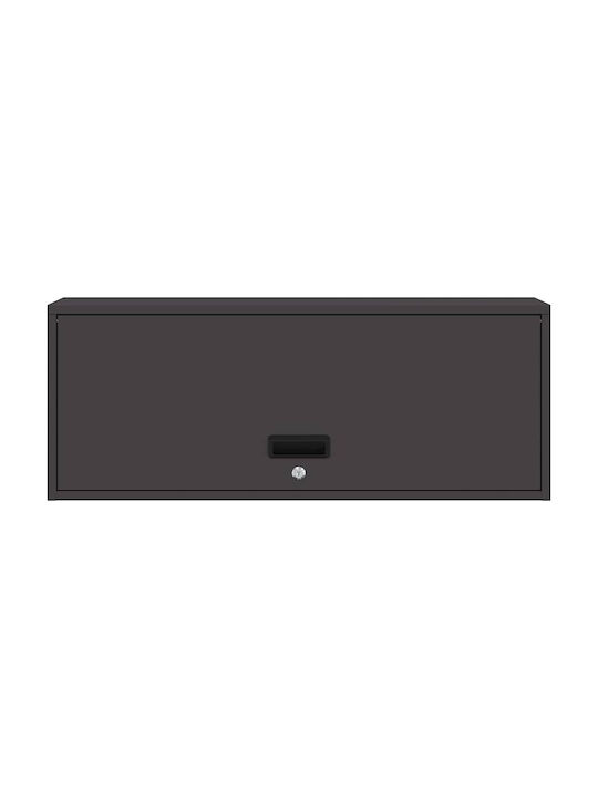 Wall Living Room Display Cabinet Made of Metal Black 90x33x35cm