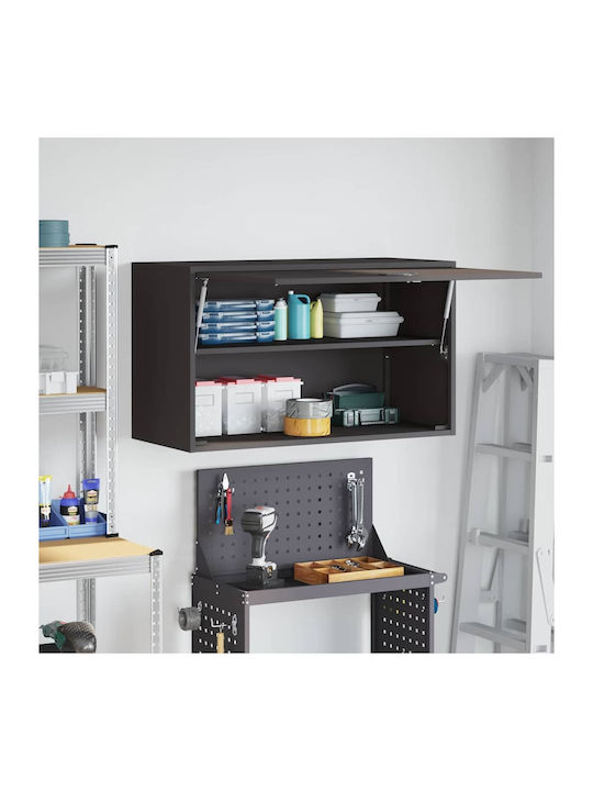 Wall Mounted Living Room Cabinet Made of Black Metal 90x40x53cm