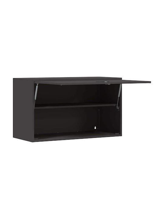 Wall Mounted Living Room Cabinet Made of Black Metal 90x40x53cm
