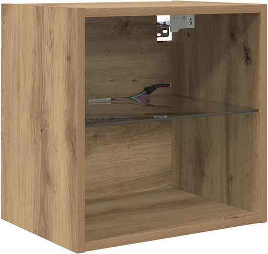 Living Room TV Unit with Showcase & Lighting Artisan Oak L100xW30xH30cm