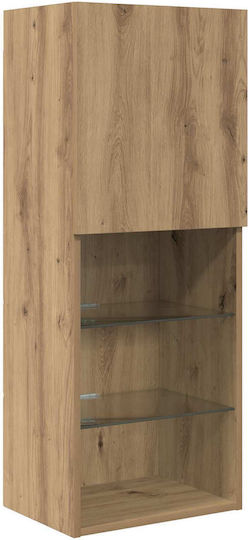 Living Room TV Unit with Showcase & Lighting Artisan Oak L100xW30xH30cm