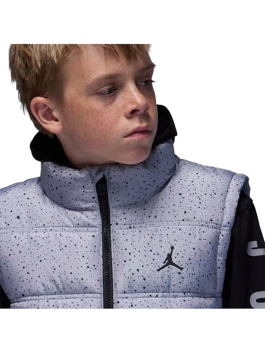 Jdb Jordan Hbr Kids Sports Sleeveless Short Jacket with Hood Grey