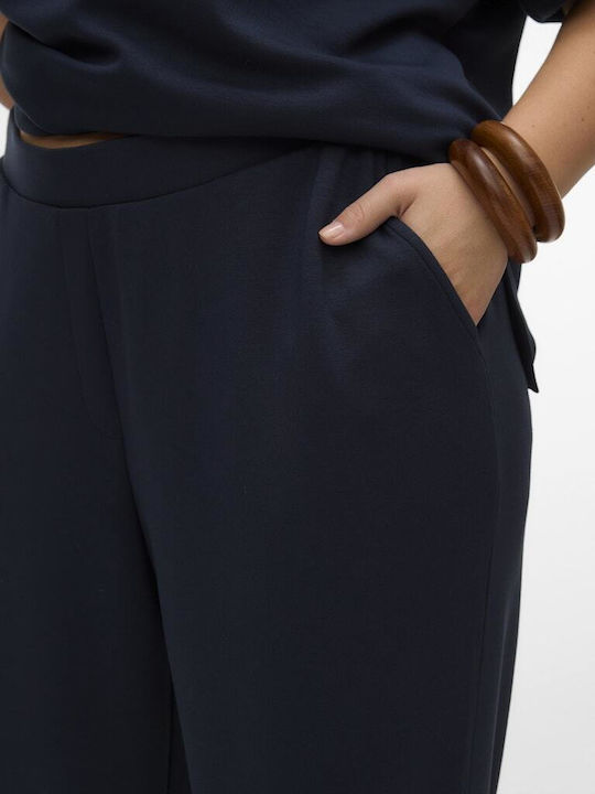 Curve Damen-Hosen Hochbund Stoff in Gerader Beinstil Marineblau Blazer