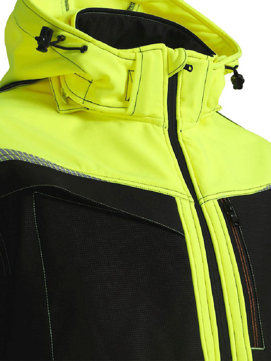 Stenso Prisma 2.0 Work Jacket Reflective Softshell with Fleece Lining and Detachable Hood Yellow