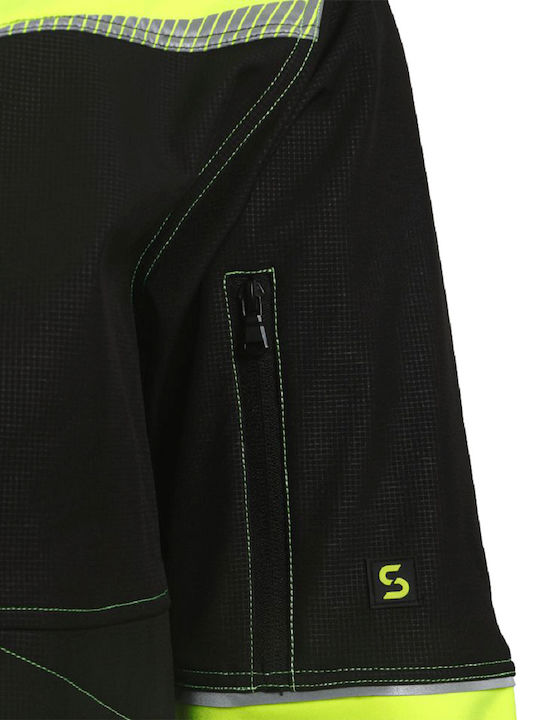 Stenso Prisma 2.0 Work Jacket Reflective Softshell with Fleece Lining and Detachable Hood Yellow