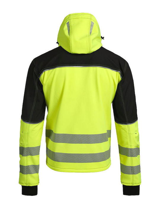 Stenso Prisma 2.0 Work Jacket Reflective Softshell with Fleece Lining and Detachable Hood Yellow