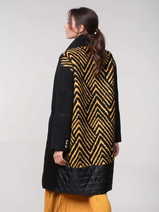 Παλτό Oversized Σχέδιο Στην Πλάτη Μέγεθος One Size Μαύρο