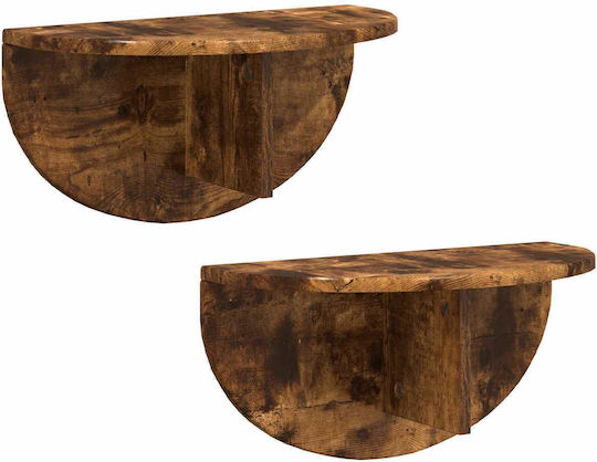 Wall Bedside Tables Wooden Brown 2 Pieces 38x19x19cm