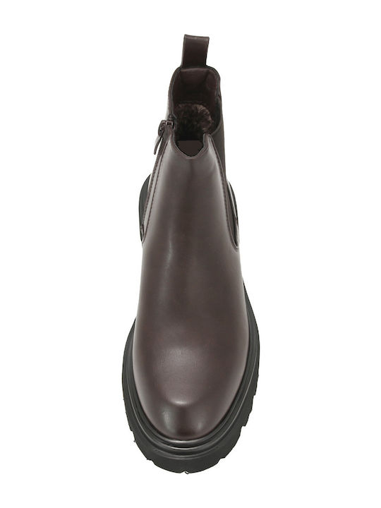 Leder Stiefeletten Damen Braun