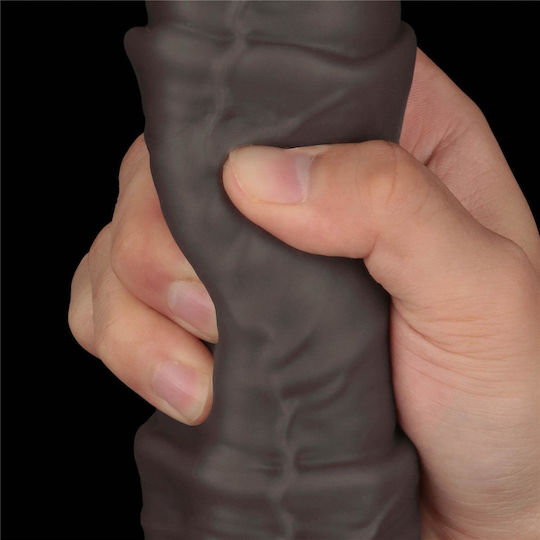 Lovetoy Dual Layered Ρεαλιστικό Dildo με Όρχεις και Βεντούζα Μαύρο