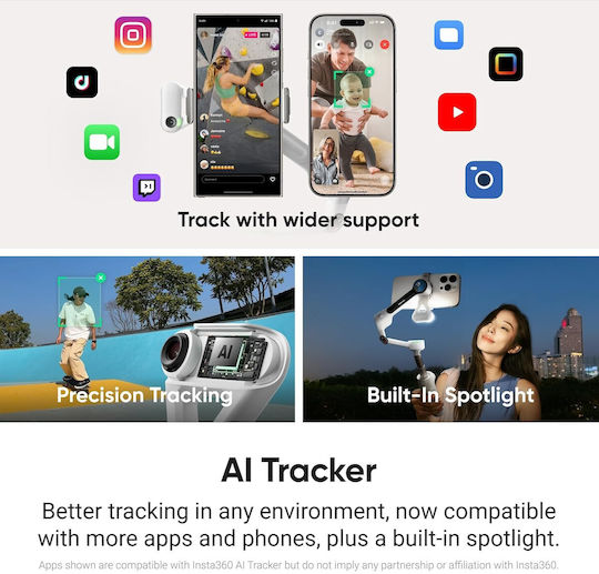 Insta360 Flow 2 Plus Ai Tracker Image Stabilizer Phone Stabilization System Ai Tracking Built-in Tripod Selfie Stick Iphone Android