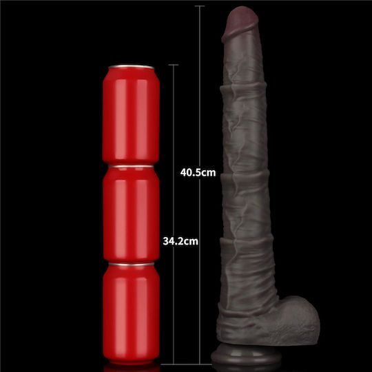 Lovetoy Dual Layered Ρεαλιστικό Dildo με Όρχεις και Βεντούζα Μαύρο
