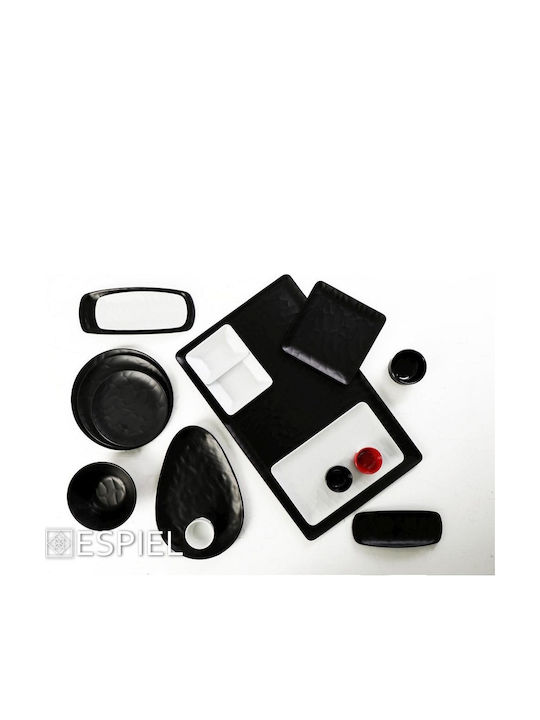 Espiel Wavy Plate Desert Rectangular made of Melamine Matte Black 21x8.5cm