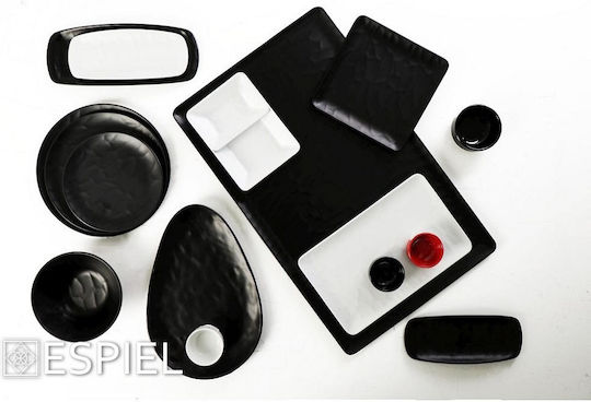 Espiel Wavy Teller Wüste Rechteckig aus Melamin Matte Black 21x8.5cm