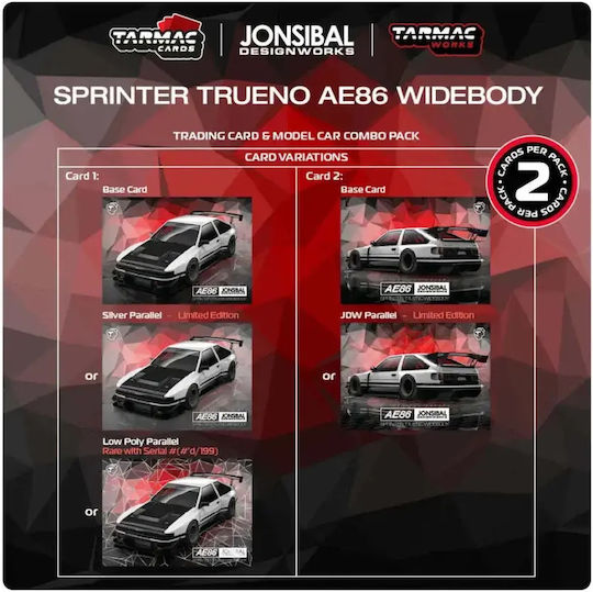 Machetă Mașină Toyota Sprinter Trueno Ae86 Widebody De Jon Sibal Alb Negru 1:64 Tarmac