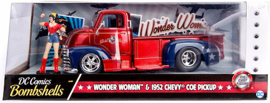 Machetă Auto Chevrolet Coe Pickup 1952 + Figurină Wonder Woman 1:24 Jada