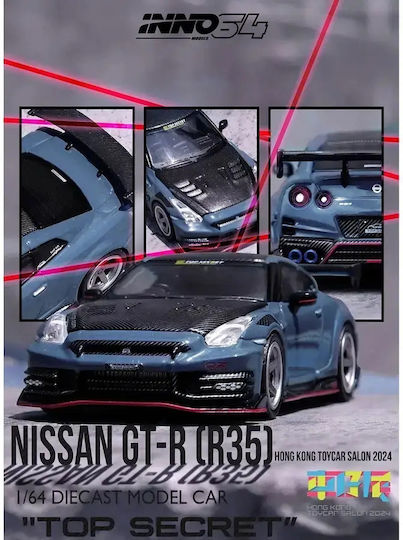 Machetă Mașină Nissan Skyline GT-R R35 Nismo 2024 Top Secret Hong Kong Toy Car Salon Albastru Scara 1:64 Inno64