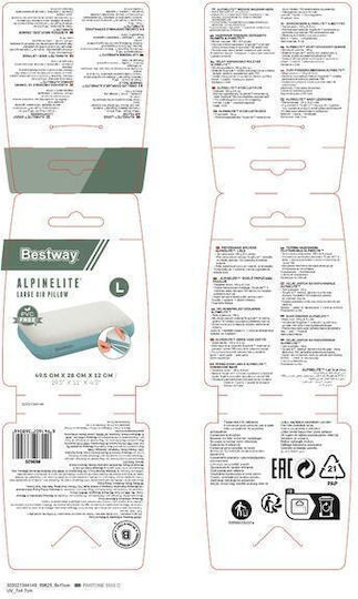 Inflatable Pillow Bestway Alpinelite Large Air Pillow 49.5 X 28cm White Blue 69625_1