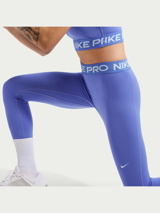 Mid-rise Women's Long Training Legging Dri-Fit Sapphire / White