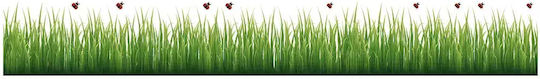 Декоративен Стикер За Стена Grass & Ladybugs Винил 1 Брой Ango