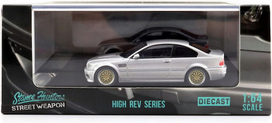 Macheta Auto Bmw E46 Bbs Rim Argintiu 1:64 Stance Hunter