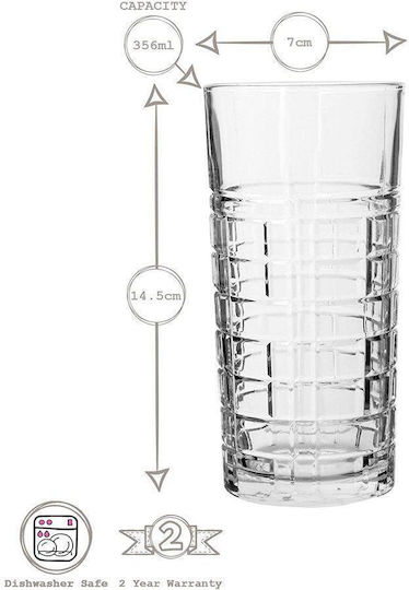 Gurallar Set de pahare pentru apa din Sticlă 356ml 6buc