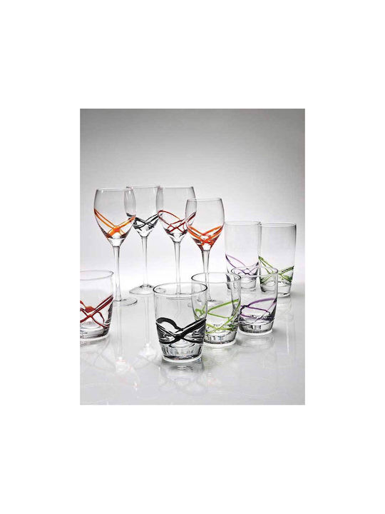 Cryspo Trio X-treme Set of Glasses Water made of Glass in Black Color Stemmed 365ml 6pcs