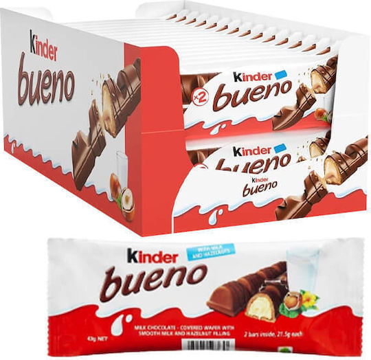 Kinder Bueno Σοκολάτα Φουντούκι 43gr 15τμχ