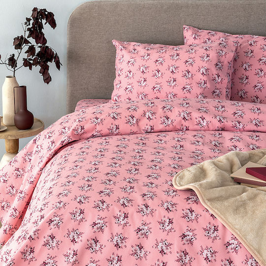 Palamaiki Set Cearșafuri Flanel cu Elastic 170x200+32cm. Fb0231 Roz 4buc