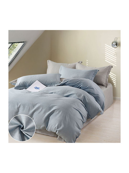 Rythmos Bettbezug-Set Baumwollsatin Übergröße mit 2 Kissenbezügen 220x250 Spirit Gray