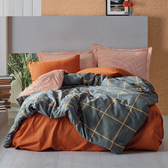 Mijolnir Set Husă de Pilotă Bumbac Dublă cu 2 Fețe de Pernă 200x220 Stark Cinnamon