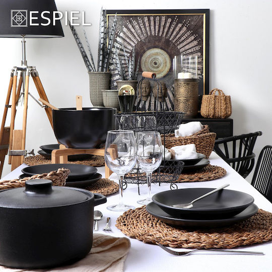 Espiel Terra Matt Πιάτο Ρηχό Μαύρο 26cm 6τμχ