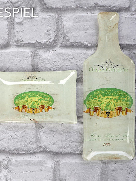 Espiel Chateau Gregoire Plate Shallow Rectangular Glass White 16x10cm 6pcs