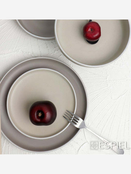 Espiel Mood Teller Untiefe Keramik Gray mit Durchmesser 27.3cm 6Stück