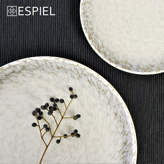 Espiel Canvas Plate Shallow made of Porcelain Gray 30cm 6pcs