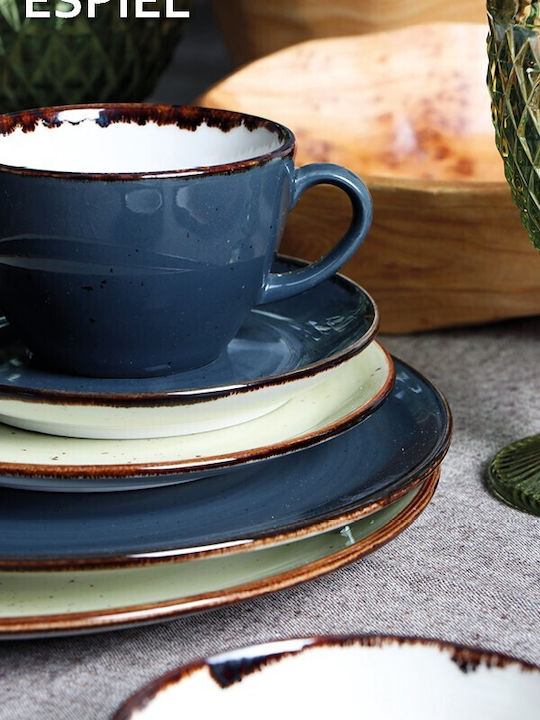 Espiel Terra Grey Black Porcelain Dessert Plate With Diameter 19cm 6 Pieces