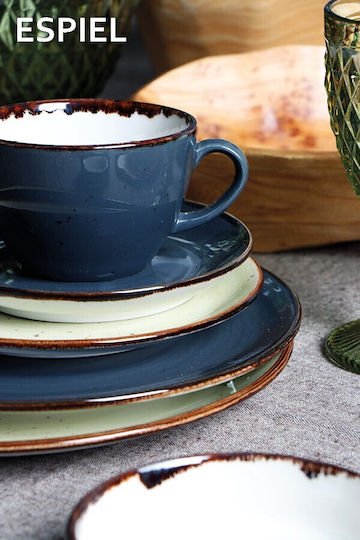 Espiel Terra Grey Black Porcelain Dessert Plate With Diameter 19cm 6 Pieces