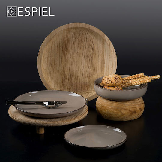 Espiel Tuscany Serving Plate Shallow Ceramic Brown with Diameter 32cm 6 Pieces