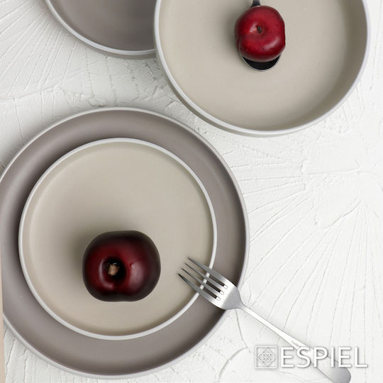 Espiel Mood Πιάτο Βαθύ Κεραμικό Γκρι με Διάμετρο 20.3cm 6τμχ