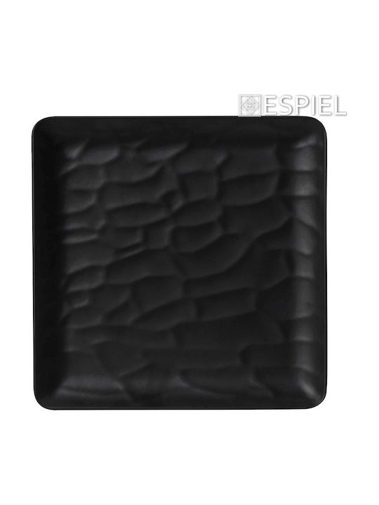 Espiel Wavy Чиния Плитко от Меламин Черен с Диаметър 28см 6бр