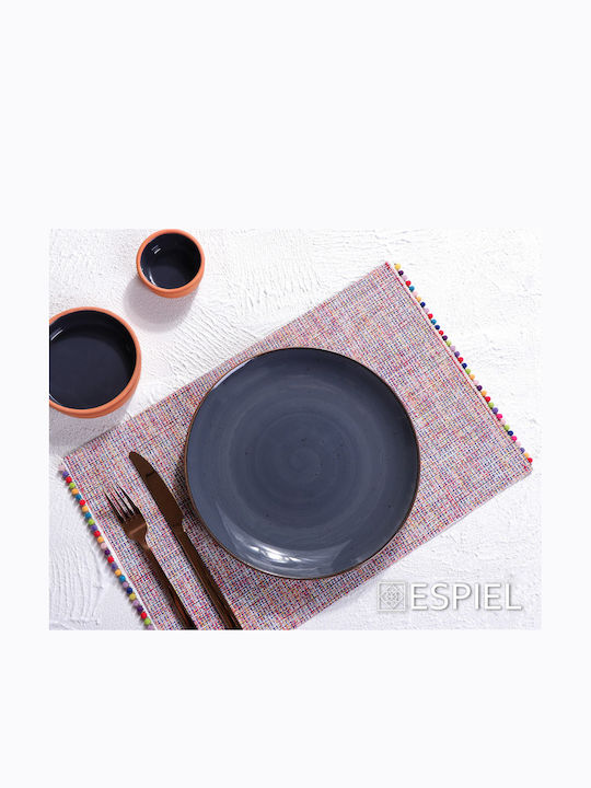Espiel Terra Grey Black Porcelain Dessert Plate With Diameter 19cm 6 Pieces
