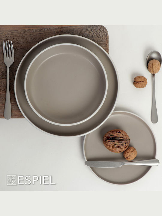 Espiel Mood Plate Soup Ceramic Gray with Diameter 20.3cm 6pcs